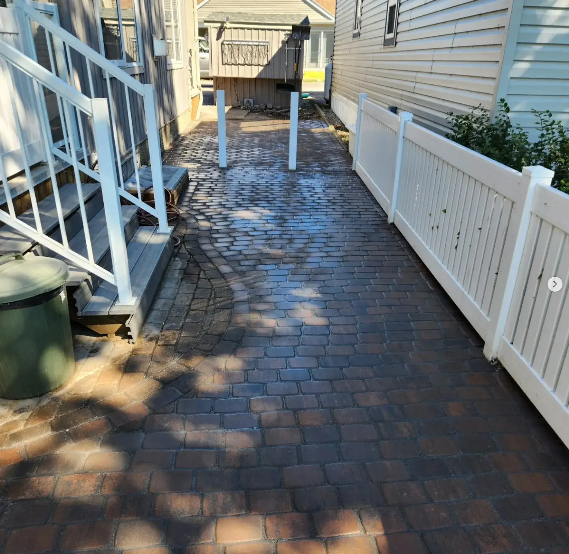 Wooden Deck & Paver Walkway - After renovation by Epic Landscape Services in Red Deer