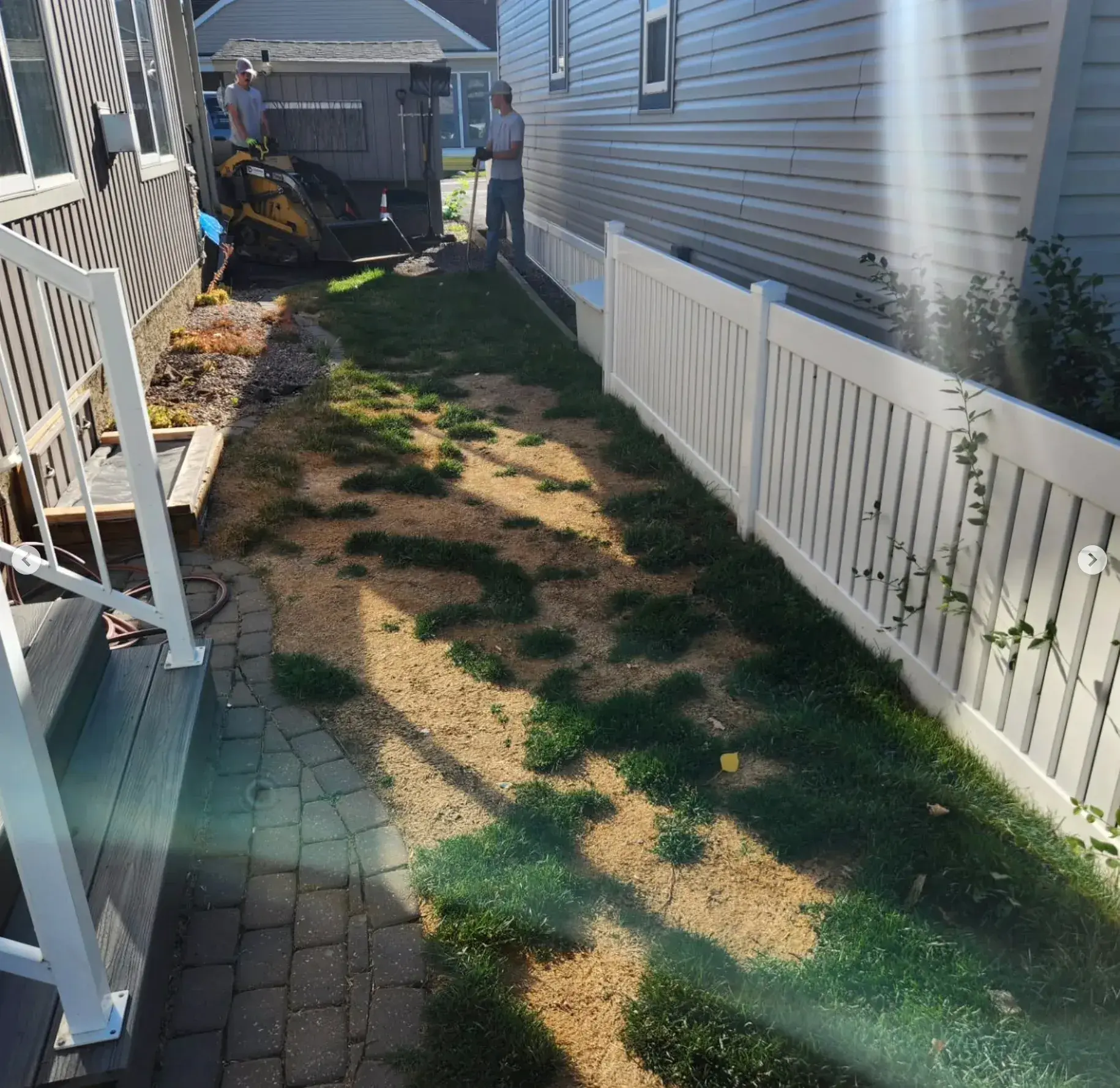 Wooden Deck & Paver Walkway - Before renovation by Epic Landscape Services in Red Deer